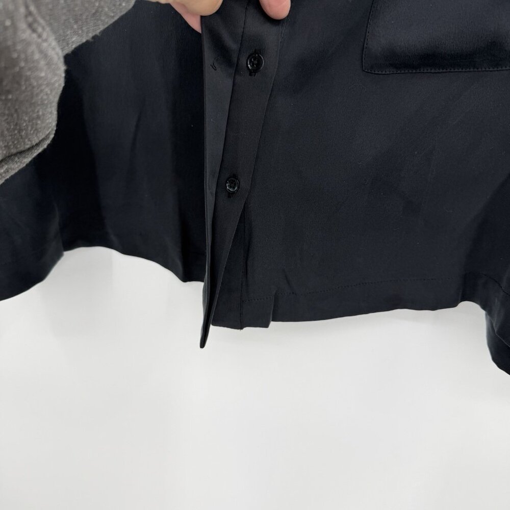 Quince Washable Silk Pajama Button Up Top Size XL Women’s in Black - Picture 3 of 6